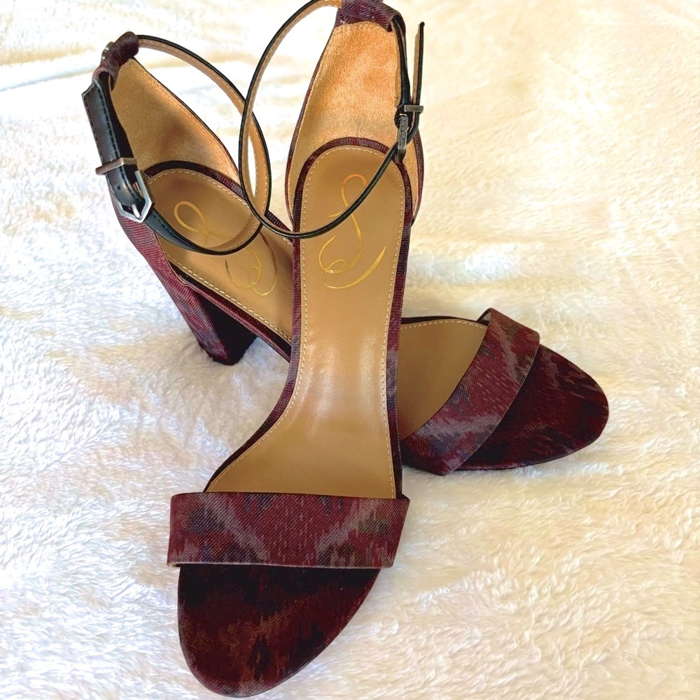 SAM EDELMAN Yaro Ankle Strap High Heel Aztec Sandal--NEW--8